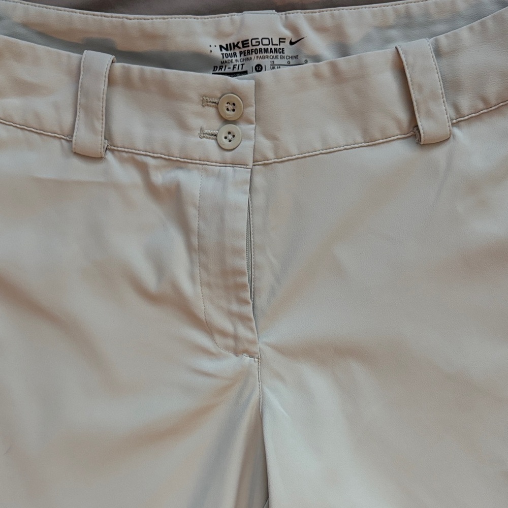 Nike Golf Dri-Fit Light Khaki Cropped Pants Tour Performance Size 12 - Picture 3 of 6